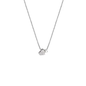 S925 plata esterlina diamante lleno doble corazon colgante collar mujer lujo ligero