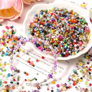 Perline di Vetro di Colori Misti e Perline a Tubo per il Fai da Te Creazione di Gioielli Collane Bracciali Accessori Perline Artigianali Assortite