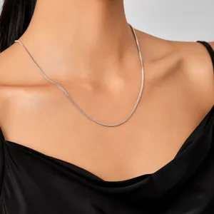 Minimalistische zilveren titanium stalen halsketting voor dames sleutelbeenlengte
