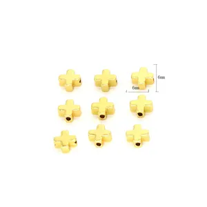 Goldene Kreuz Abstandshalter Perlen 6mm Metall DIY Armband Halskette Schmuck Zubehör