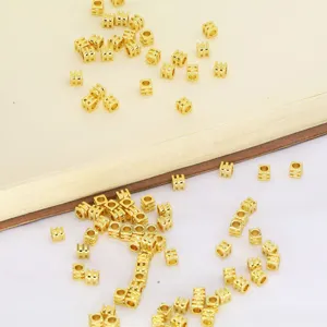 Electroplated Copper Square Spacer Beads Cube Beads For DIY Jewelry Bracelet Necklace Making Crafting Findings Accessories