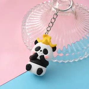 Leuke cartoon panda zacht rubberen sleutelhanger hanger, stijlvolle tas charm en cadeau.