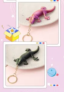 3D printed articulated lizard keychain, cute flexible fidget toy, stress relief toy for kids.