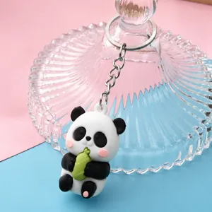 Leuke panda sleutelhanger zacht rubber cartoon pop tas hanger auto accessoire cadeau.