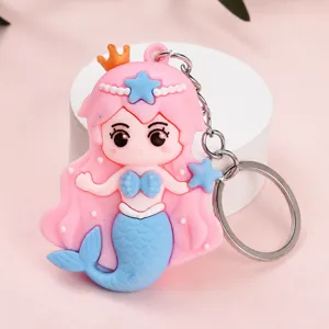 Cartoon cute mermaid keychain soft rubber doll bag pendant creative student gift detail
