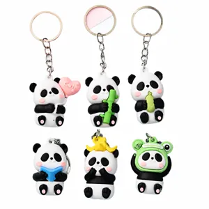 Leuke zachte rubberen panda cartoon sleutelhanger pop voor auto cadeau decoratie
