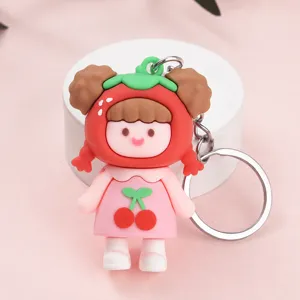 Cute cartoon girl keychain silicone bag pendant sweet student gift accessory key ring