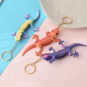 3D Printed Articulated Lizard Keychain Sensory Fidget Toy Cute Animal Key Ring Gift