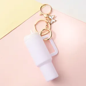 Mini tumbler keychain cute portable cup keyring backpack pendant stylish metal bag ornament gifts