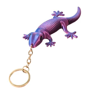 3D printed articulated lizard keychain gradient color toy cute decompression pendant