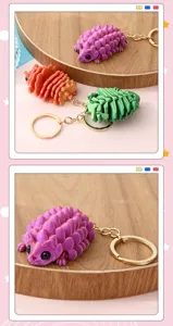 Portachiavi riccio stampato in 3D articolato simpatico animale anello chiave accessorio