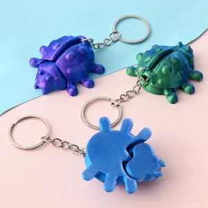 3D Geprint Scharnierende Kever Sleutelhanger Schattig Creatief Tas Hanger Cadeau