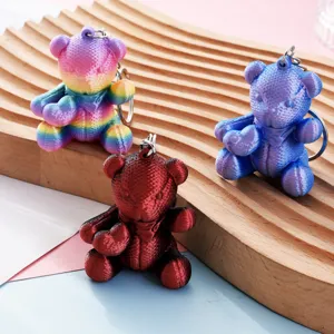 Χαριτωμένο 3D Εκτυπωμένο Μπρελόκ Αρκουδάκι Μενταγιόν Κινουμένων Σχεδίων Υφή Πλέγματος Ζώο Τσάντα Γούρι Πλαστικό Κρίκο Δώρο Για Παιδιά
