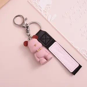 Porte-clés ours rose mignon résine dessin animé sac charme accessoire esthétique femmes