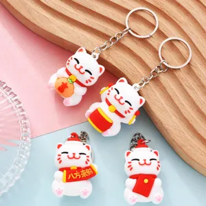 Süßer Winkekatze Glückskatze Schlüsselanhänger PVC 3D Puppe Tasche Anhänger Geschenk