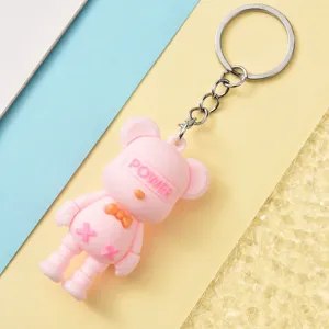 Mignon porte-clés ours rose pendentif de sac dessin animé accessoire élégant cadeau étudiant détail