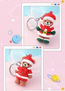 Cute Christmas bear keychain plush doll bag pendant festive holiday gift accessories