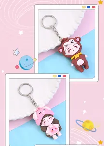 Cute cartoon zodiac girl keychain bag pendant soft rubber key ring decoration