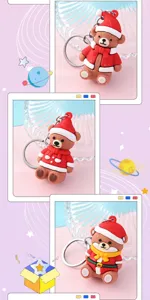 Christmas cartoon bear keychain pendant cute bag ornament holiday gift detail showcase