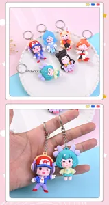 Schattige cartoon anime held sleutelhanger set, PVC pop tas hanger voor rugzak schattige decoratie.