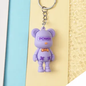 Porte-clés mignon ours violet pendentif sac à dos dessin animé anneau cadeau étudiant