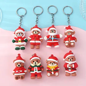 Christmas bear keychain cute cartoon Santa doll bag pendant holiday gift key ring accessories