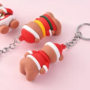 Christmas cartoon bear keychain bag pendant cute holiday gift winter accessory main view