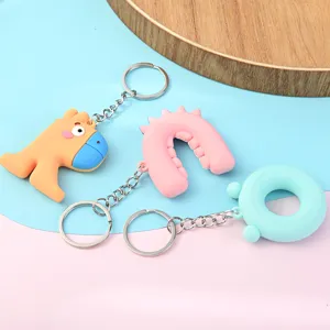 Porte-clés animal en silicone lettre mignonne pendentif de sac cadeau bricolage