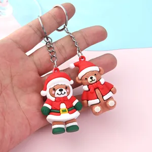 Cute Christmas bear keychain silicone cartoon doll bag pendant holiday gift items