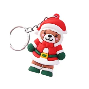 Cute Christmas bear keychain silicone Santa doll bag pendant holiday gift accessory