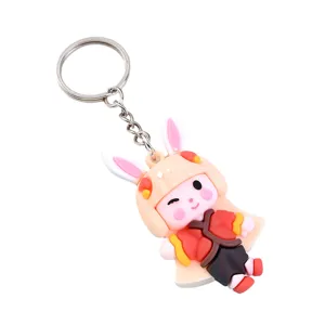 Leuke cartoon anime konijnenoor tekenfilm figuur sleutelhanger tas hanger accessoire