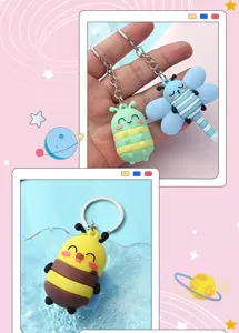 Leuke 3D siliconen cartoon insect sleutelhanger, schattige rups en libel tas hanger.