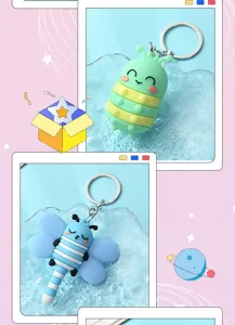 Schattige cartoon siliconen rups en libel sleutelhanger 3D zacht rubberen tas hanger gift