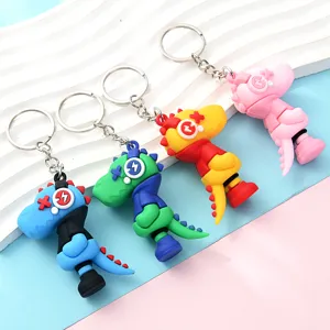 Cartoon Rock Dinosaurier Schlüsselanhänger Weich PVC Figur Tasche Anhänger Hip Hop Dinosaurier Schlüsselanhänger Für Rucksack Zubehör Geschenke