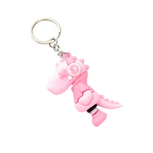 Rosa Cartoon Dinosaur Keychain süßer weicher Gummi Taschenanhänger Rock Stil Schlüsselring