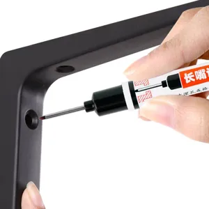 Long nose marker pen with fine metal tip for deep hole woodworking marking