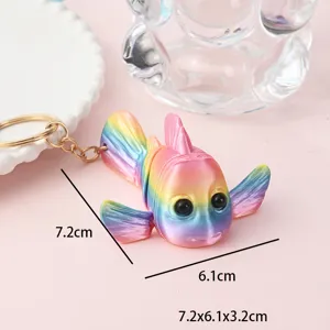3D-geprinte gearticuleerde regenboogvis speelgoed sleutelhanger schattige decoratie