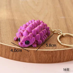 Simpatico portachiavi riccio viola stampato in 3D anello in metallo ciondolo borsa donna