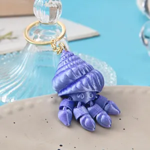 Portachiavi con Granchio Eremita Stampato 3D Conchiglia Oceano Borsa e Regalo