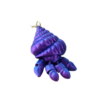 Portachiavi con ciondolo a conchiglia paguro stampato in 3D accessorio borsa viola carino