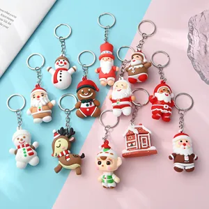 Kreativer Weihnachten Weihnachtsmann Schneemann Schlüsselanhänger Cartoon PVC Metall Schlüsselring Feiertagsgeschenk Tasche Charm Ornamente Für Party