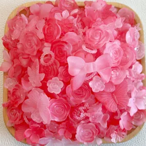 Cabochon fai-da-te in resina smerigliata rosa fiori e fiocchi misti per cover