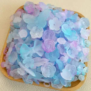 Ciondoli farfalla fiori in resina satinata per custodie telefono DIY fermagli