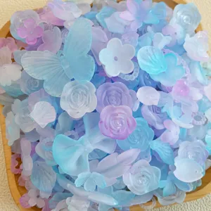 Set all'ingrosso di perline opache fai da te, ciondoli farfalla fiore in resina blu viola per cover