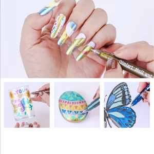 Detail view of a 12-color fast-dry metallic nail art pen set for DIY manicure and crafts