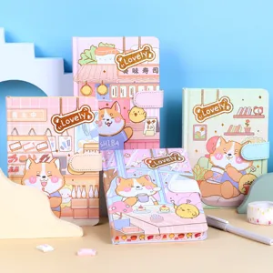 Cute cartoon Shiba Inu notebooks with 3D gold foil and magnetic leather buckle