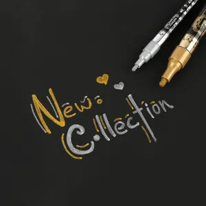 Guangna Metallic Marker Pen Gold Silver Waterproof Oil Based Permanent Marker For DIY Crafting Black Cardboard Greeting Card Signature Art Supplies