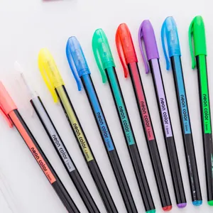 Vibrant set of 9 professional 1.0mm neon gel pens for artistic drawing and journaling