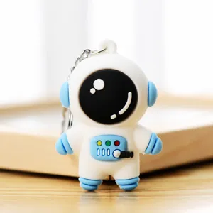 Cute astronaut keychain soft rubber pendant bag accessory car key chain space element