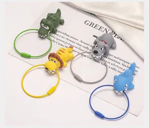 Detailed view of cute cartoon animal wire rope keychains featuring four styles for bags.